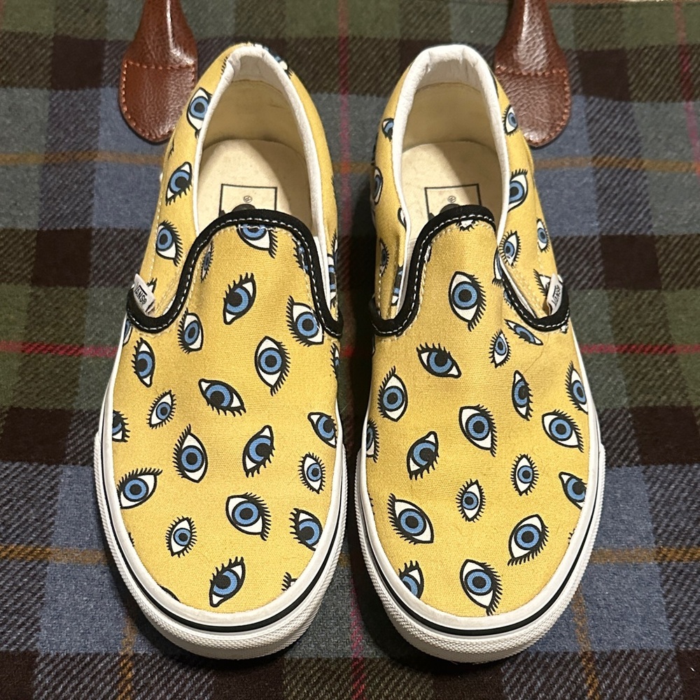 Vans Yellow Eye Pattern Women’s Slip-On Sneakers
